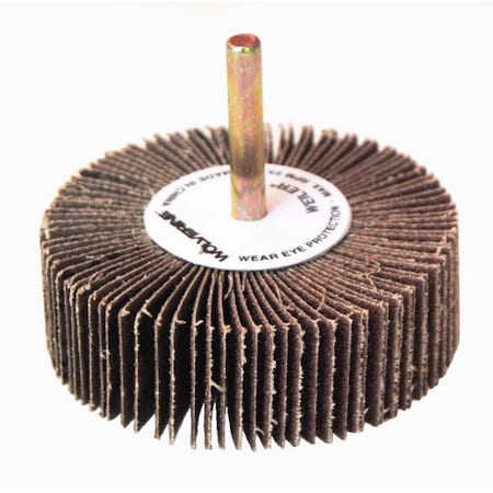 Weiler 3" x 1" x 60AO Wolverine Coated Abrasive Flap Wheel, 1/4" Stem 30726